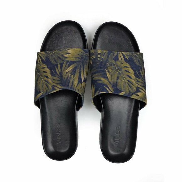 Vince Mens Wasco Printed Leaves Canvas Slides